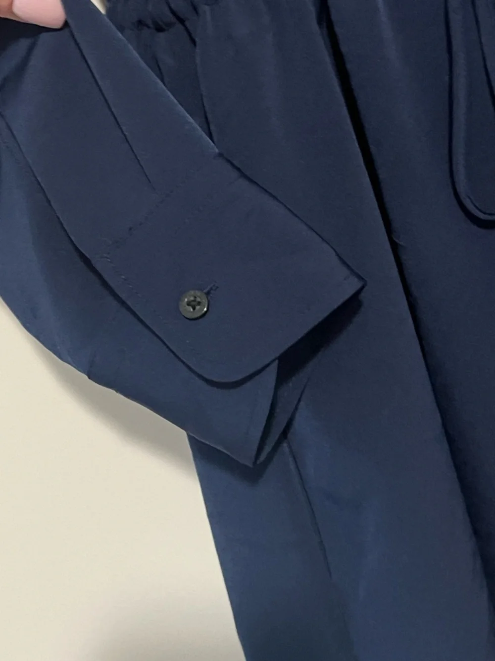 Ralph Lauren Navy Long-Sleeve Shirt Dress with Drawstring Waist and White Trim - Picture 5 of 9
